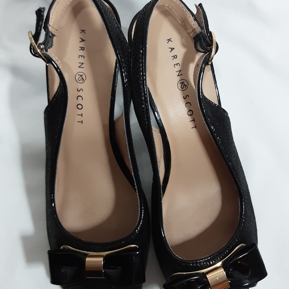 Karen Scott Black Slingback Peep Toe 4" sz. 9M Heels - Picture 4 of 8